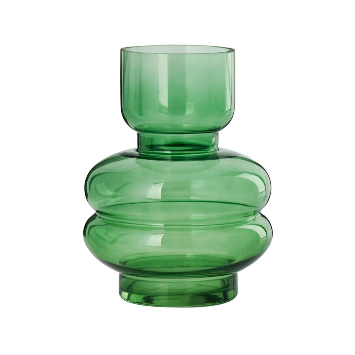 Multi Bulb Green Glass 8h" Vase