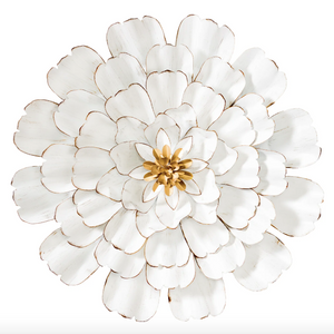 Wall Decor 3D Gold Tipped White Metal Flower - 24"-Not Just For The Garden | Metal Art | Décor for Homes, Walls and Gardens | Furniture | Custom Garden Planters and Flower Arrangements | Gifts | Best in KW