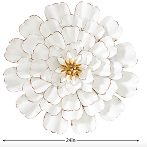 Wall Decor 3D Gold Tipped White Metal Flower - 24"-Not Just For The Garden | Metal Art | Décor for Homes, Walls and Gardens | Furniture | Custom Garden Planters and Flower Arrangements | Gifts | Best in KW