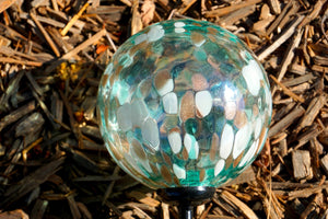 Solar Stake Art Glass Green/White/Gold (A400101-GWGO)