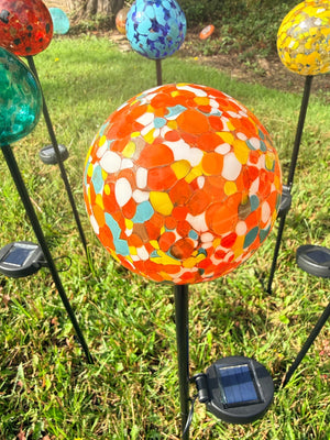 Solar Stake Art Glass Orange (A400101-O)