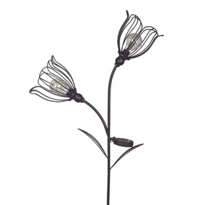 Solar Stake Flower Blk Metal (N37928)
