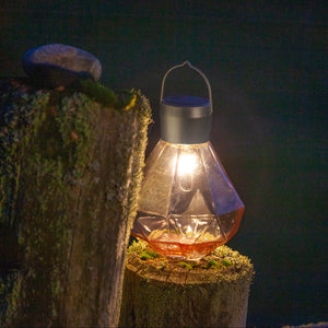 Solar Lantern Gem Pink Blown Glass