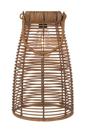 Solar Lantern Brown Wicker Lateral Weave (N60457)