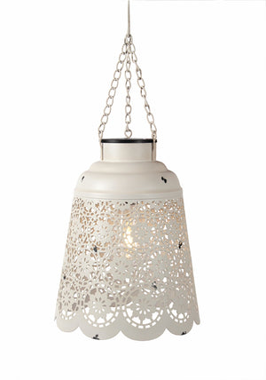 Solar Lantern Metal Cutout White LARGE (N37939)