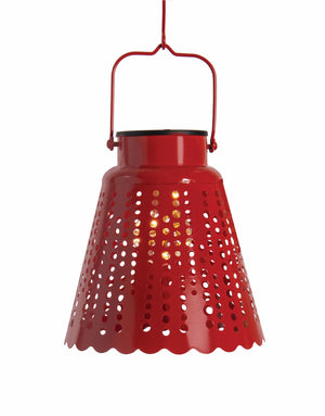 Solar Lantern Metal Cutout Red (N37936)