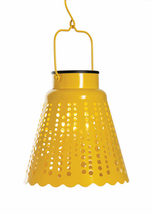 Solar Lantern Metal Cutout Yellow (N37935)