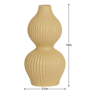 Double Gourd Yellow Ceramic Vase - 10h" and 8h"-Not Just For The Garden | Metal Art | Décor for Homes, Walls and Gardens | Furniture | Custom Garden Planters and Flower Arrangements | Gifts | Best in KW