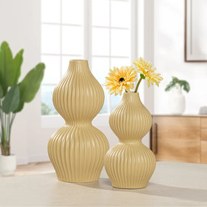 Double Gourd Yellow Ceramic Vase - 10h" and 8h"-Not Just For The Garden | Metal Art | Décor for Homes, Walls and Gardens | Furniture | Custom Garden Planters and Flower Arrangements | Gifts | Best in KW