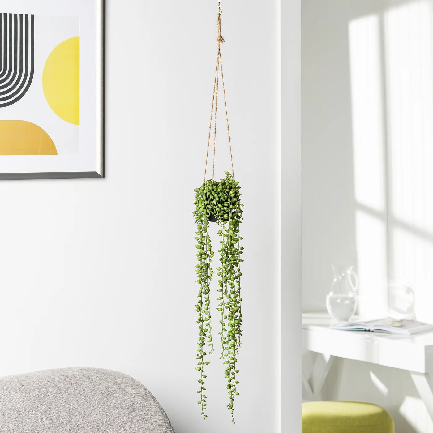 hanging string of pearls succulent String Of Pearls Succulent Hanging Faux Potted Plant with String Hange – Not Just For The Garden