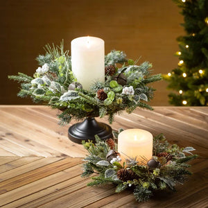 Holiday Candle Ring/Wreath Mixed Pine 4.5"