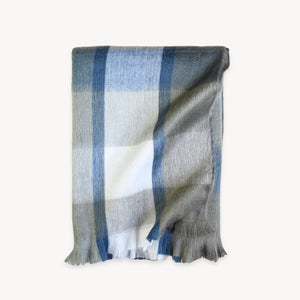 Throw Alpaca Camp Plaid Blue