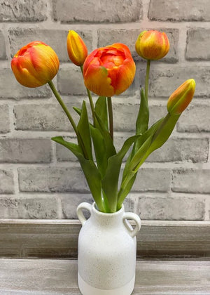 Tulip Bundle Fresh Touch Peony Orange 18"
