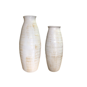 Ceramic Bottle Vase Naples Wh 8x21"