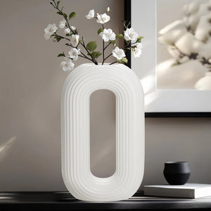 Circa Oval Ring Vase Matte Wh 13"