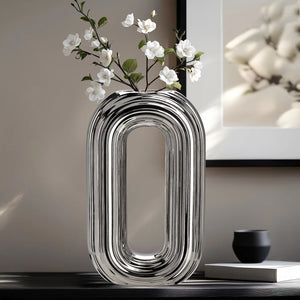 Circa Oval Ring Vase Silver 13"