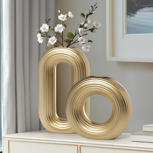 Circa Oval Ring Vase Matte Gold 13"