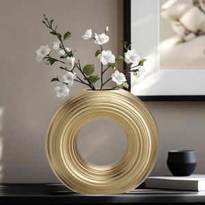 Circa Round Ring Vase Matte Gold 9"