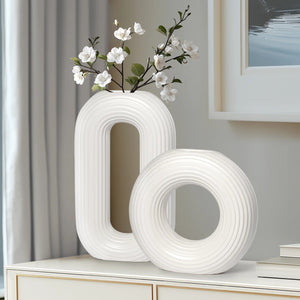 Circa Round Ring Vase Matte Wh 9"
