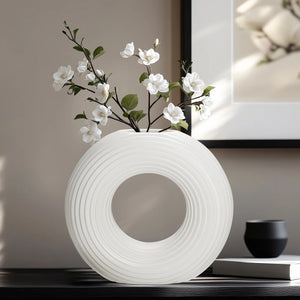 Circa Round Ring Vase Matte Wh 9"