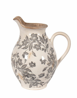 Pot Antique Floral Pitcher Black (N44934)
