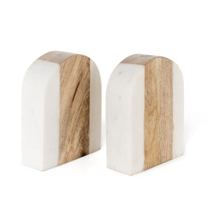 Wood and Marble Bookends - Set of 2-Not Just For The Garden | Metal Art | Décor for Homes, Walls and Gardens | Furniture | Custom Garden Planters and Flower Arrangements | Gifts | Best in KW