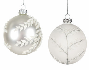 Orn Glass Leaves (white)