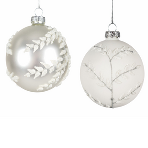 Orn Glass Leaves (white)
