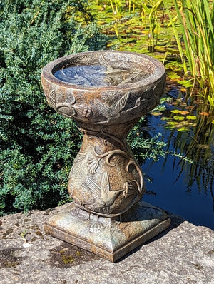 Birdbath Concrete Patio Hummingbird 17"