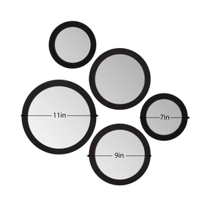 Radius Assorted 5 Piece Round Wall Mirror Set - Black-Not Just For The Garden | Metal Art | Décor for Homes, Walls and Gardens | Furniture | Custom Garden Planters and Flower Arrangements | Gifts | Best in KW