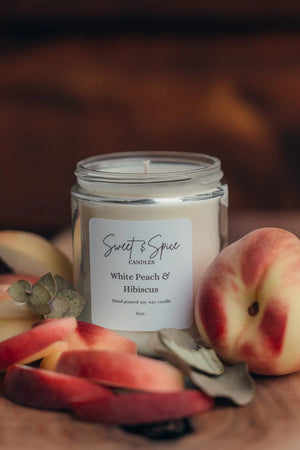 Candle White Peach & Hibiscus Soy 8oz