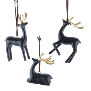 Ornament Black/Gold Deer 3.2-4.5" (D4808)