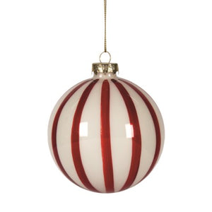 Ornament Ball Wh/Red Stripe (N60690)