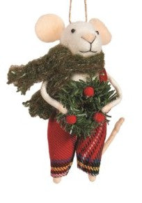 Ornament Felted Mouse Tartan Scarf (N45823tartanscarf)