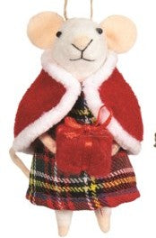 Ornament Felted Mouse Tartan Skirt (N45823tartanskirt)