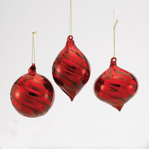Ornament Glass Red 3.5" - 3 Variants (D1999)