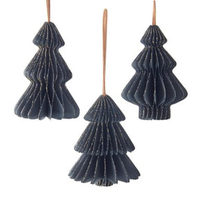 Ornament Paper Tree Bl/Gold 4" (D4841)