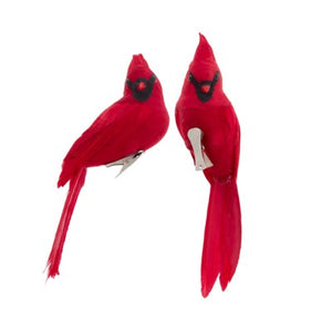 Ornament Cardinal Clip Feathered 8" (H6140)