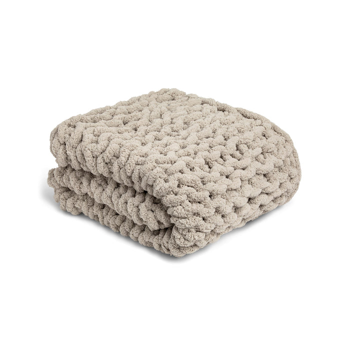 Chunky Knit Throw Blanket - Taupe