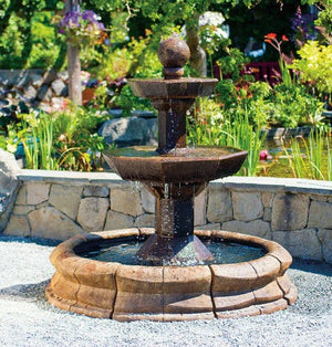Fountain Concrete X-Large 3-Tier Octagonal - Round Pond