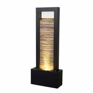 Fountain Metal Large Zen with Stone Brick Accent