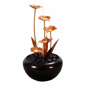 Fountain Metal Large Copper Flowers River Stone