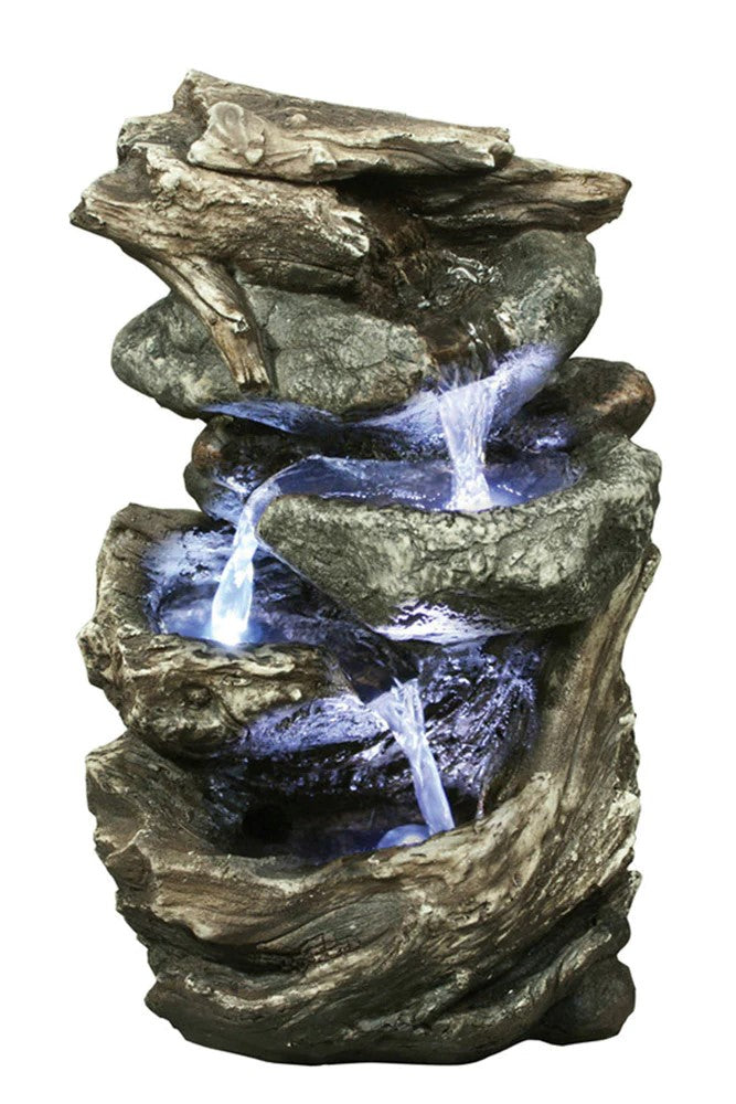 Fountain Tabletop Log/Stone Waterfall w/LED