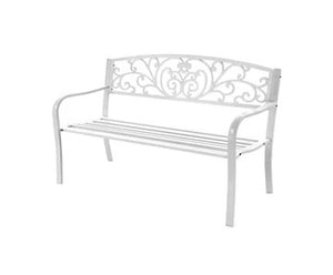Garden Bench Scroll Backrest White