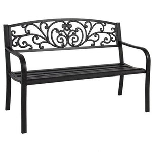 Garden Bench Scroll Backrest Black