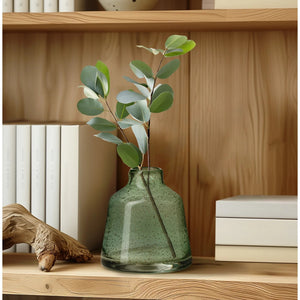 Vase Marina Tapered Gold Bubble 6h" Glass  - Light Green