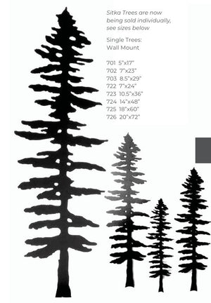 Garden Wall Art Sitka Tree 17" to 72" high in Black or Silver