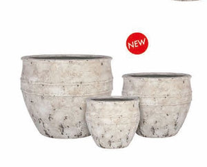 Planter Ficonstone White Antique Atlas Large (AD2876lg)