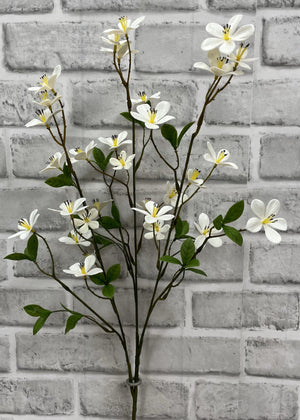Plum Flower White Stem 27"