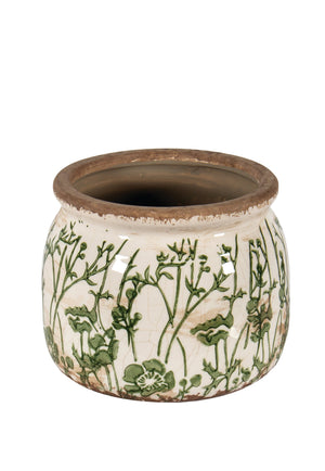 Pot Ivory Green Floral